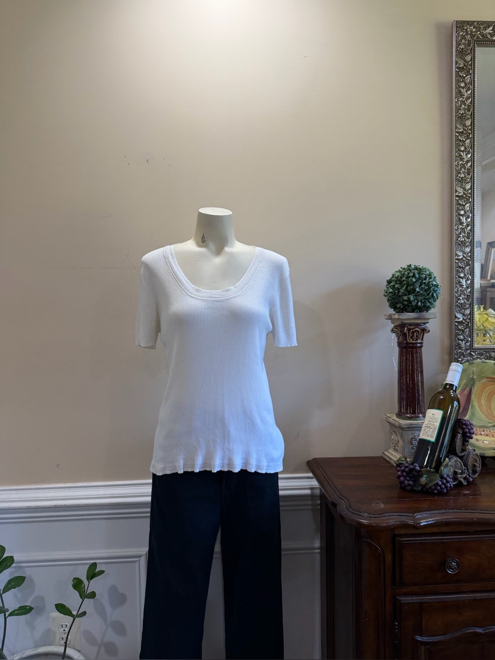 Vintage Escada White Scoop Neck Knit Top